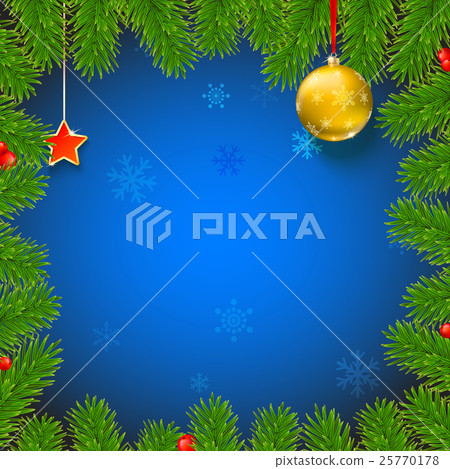 Christmas background with fir branches, red - Stock Illustration ...