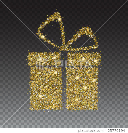 Icon of Gift box with gold sparkles and glitter 25770194