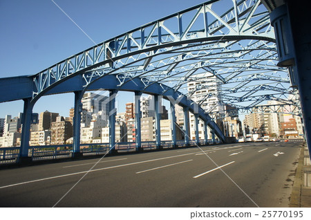 Metal Blue Bridge in Asakusa Tokyo Japan 25770195