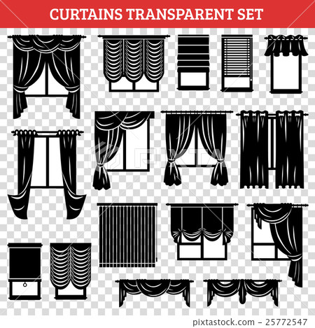 Windows Black Silhouettes With Curtains And 25772547