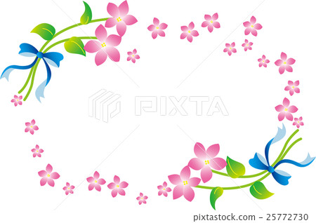 Flower and ribbon frame (pink) - Stock Illustration [25772730] - PIXTA