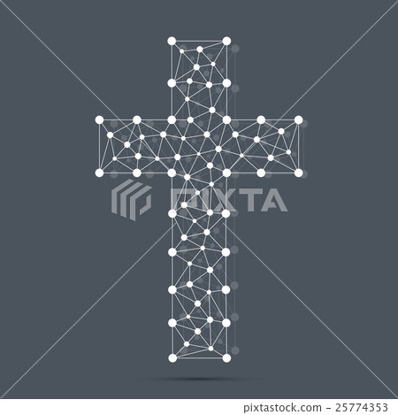 Christian cross icon. Religious logo. Connection 25774353