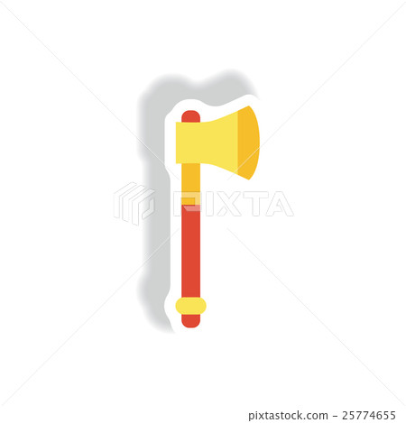 stylish icon in paper sticker style steel ax stylish icon in paper sticker style steel ax 25774655