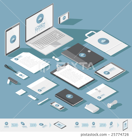 Isometric corporate identity template Isometric corporate identity template 25774726
