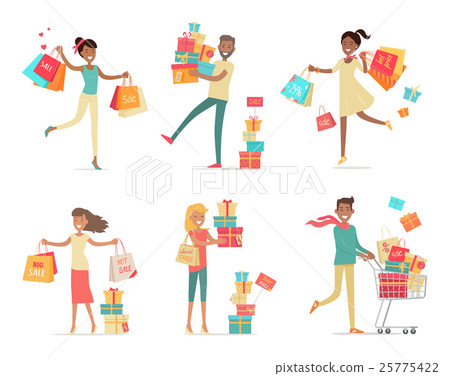 Set of Shopping People Concepts in Flat Design 25775422