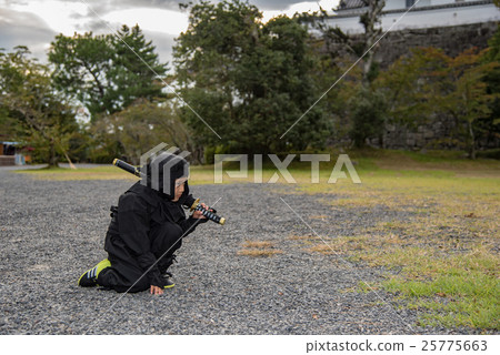 Children's Ninja Black Bunches Appearing at Iga Ueno Castle in Mie Prefecture 25775663
