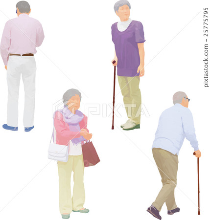 An old man with a cane - Stock Illustration [25775795] - PIXTA