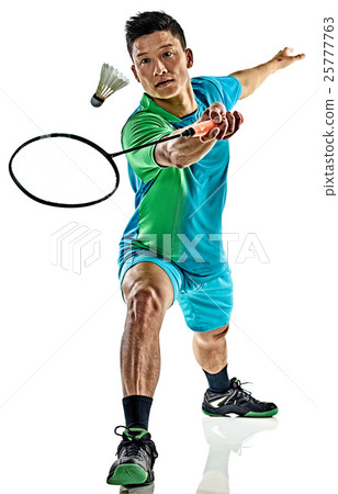 asian badminton player man isolated 25777763