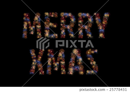 Colour firework light up forming a MERRY CHRISTMAS 25778431