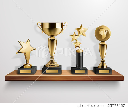 Realistic Trophy Awards On Shelf 25778467