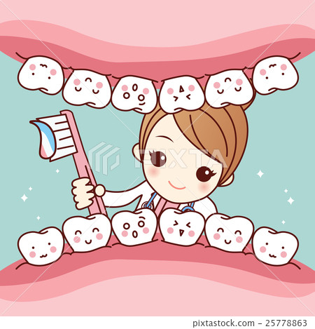 cute cartoon dentist brush tooth 25778863
