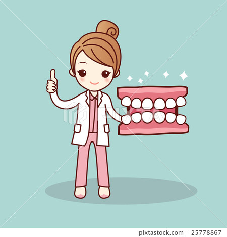 图库插图 happy cartoon denture and dentist