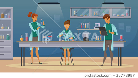 Scientists In Lab Retro Cartoon Poster - Stock Illustration [25778997] -  PIXTA