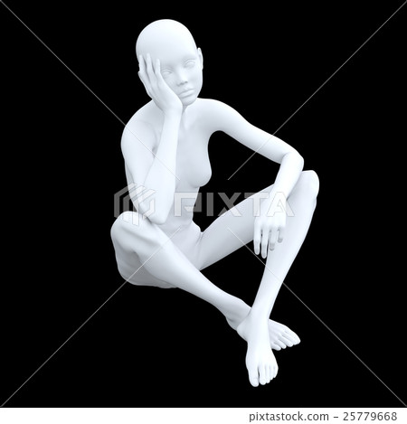 Human body model female white full nud perming3DCG illustration material 25779668