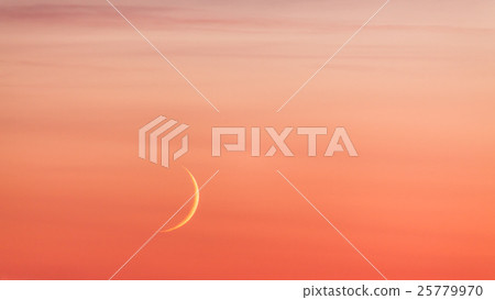 Moon crescent and pastel colors sunset sky Moon crescent and pastel colors sunset sky 25779970