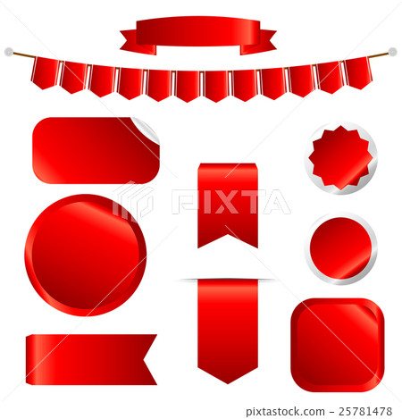 Red Ribbons Set isolated On White Background. Red Ribbons Set isolated On White Background. 25781478