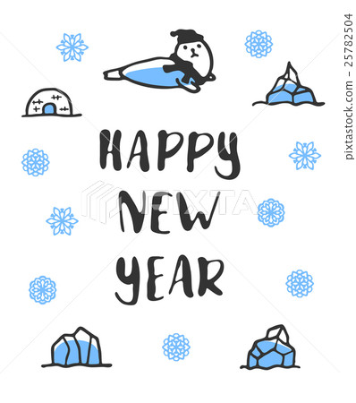 Happy new year poster. Funny doodle seal Happy new year poster. Funny doodle seal 25782504