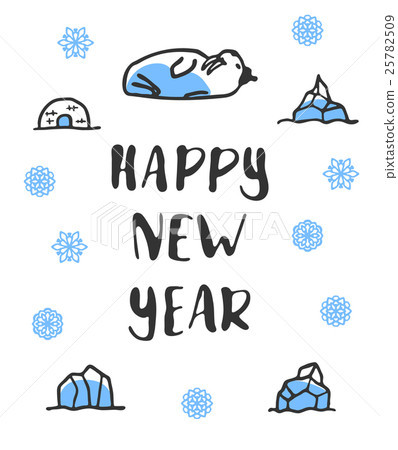 Happy new year poster with lettering. Funny doodle Happy new year poster with lettering. Funny doodle 25782509