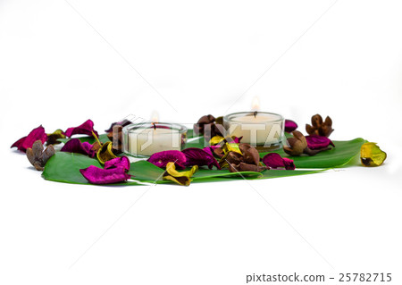 Fresh composition of burning candles, potpourri 25782715