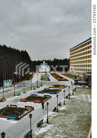Spa resort in Taraskul and church. Tyumen Spa resort in Taraskul and church. Tyumen 25784560