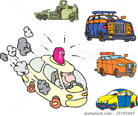 Set of comic non-brand emergency service cars 25785997