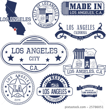 generic stamps and signs of Los Angeles city, CA 25786051