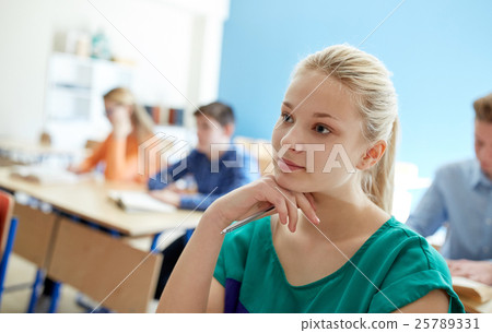 happy student girl at school lesson happy student girl at school lesson 25789331