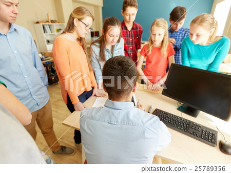 group of students and teacher at school 25789356