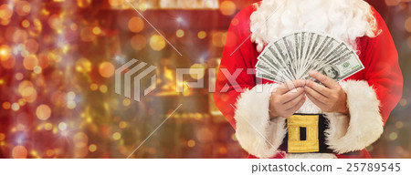 close up of santa claus with dollar money 25789545