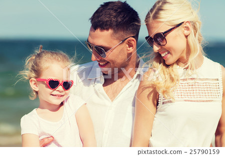 happy family in sunglasses on summer beach happy family in sunglasses on summer beach 25790159
