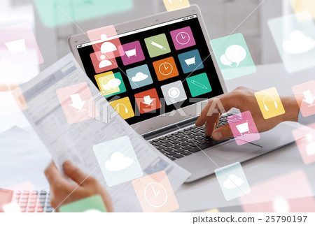 businessman with laptop computer working at office 25790197