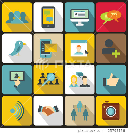 Social network icons set, flat style Social network icons set, flat style 25793136