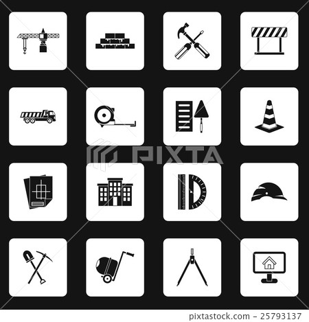 Construction icons set, simple style Construction icons set, simple style 25793137