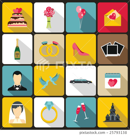 Wedding icons set, flat style Wedding icons set, flat style 25793138