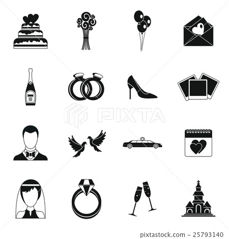 Wedding icons set, simple style Wedding icons set, simple style 25793140