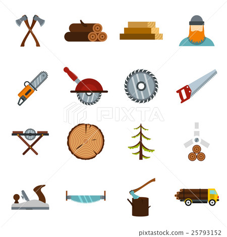 Timber industry icons set, flat style Timber industry icons set, flat style 25793152
