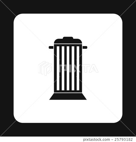 Gray trash can with lid icon, simple style Gray trash can with lid icon, simple style 25793182