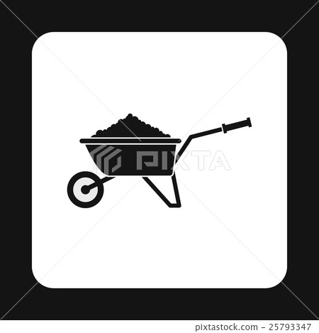 Garden wheelbarrow with earth icon, simple style - Stock Illustration ...