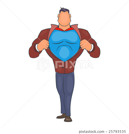 Superhero tearing his shirt icon, cartoon style Superhero tearing his shirt icon, cartoon style 25793535