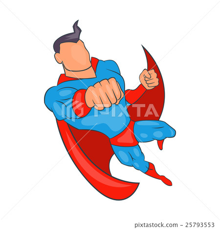 Stock Illustration: Flying Superhero, cartoon style