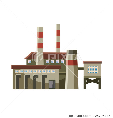 Big factory with pipes icon, cartoon style Big factory with pipes icon, cartoon style 25793727