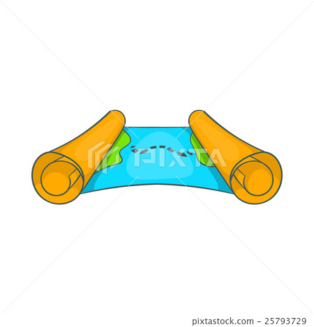 Ancient scroll map icon, cartoon style 25793729