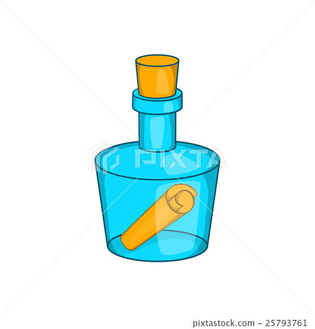 Bottle with letter icon, cartoon style Bottle with letter icon, cartoon style 25793761