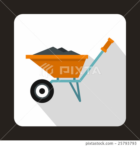 Wheelbarrow icon, flat style Wheelbarrow icon, flat style 25793793