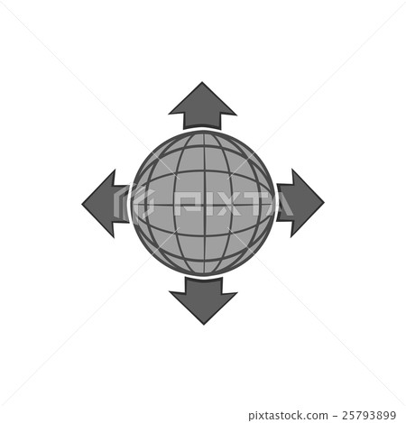 Planet and pointers icon, black monochrome style 25793899
