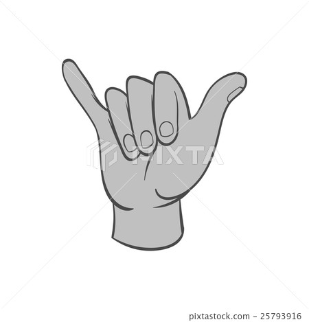 Gesture shaka icon, black monochrome style Gesture shaka icon, black monochrome style 25793916