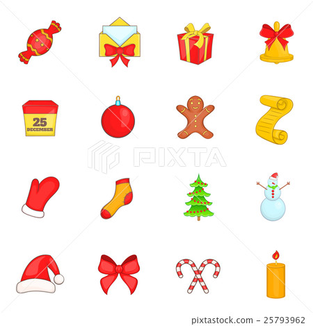 Christmas icons set in cartoon style 25793962