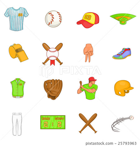 Baseball icons set, cartoon style 25793963