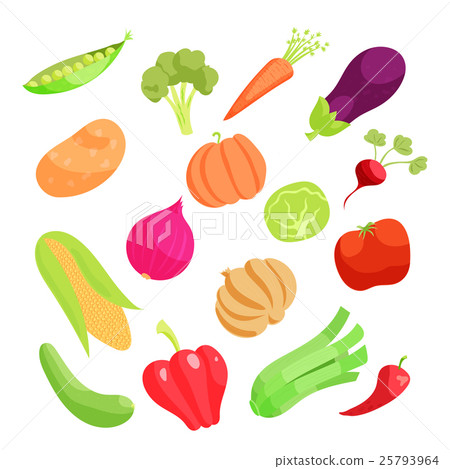 Vegetable icons set, cartoon style 25793964