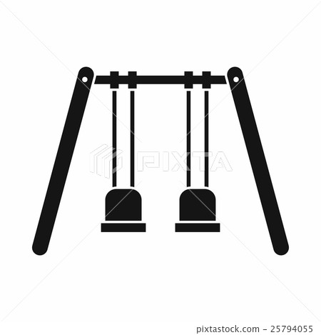 Wooden swings hanging on ropes icon, simple style Wooden swings hanging on ropes icon, simple style 25794055